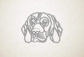 Line Art - Hond - Beagle - XS - 22x30cm - Wit - geometrische wanddecoratie