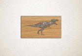 Line Art - Dinosaurus T-Rex vierkant - M - 48x90cm - Eiken - geometrische wanddecoratie