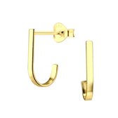 Joy|S - Zilveren J oorbellen - haakvormig - rectangulair - 14k goudplating