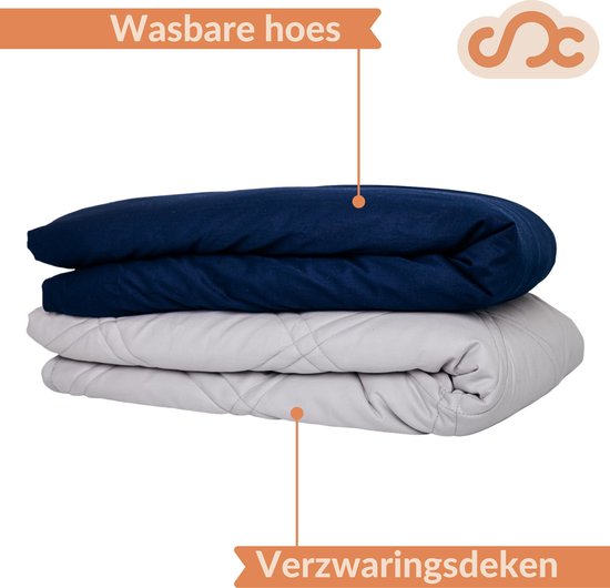Verzwaringsdeken Set Katoen 6 KG Weighted Blanket Beter Slapen – Wasbare Hoes Katoen – 200 x 140 – Donkerblauw