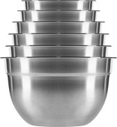 Krumble Beslagkomkomen set - Bakgerei - Bakspullen - Beslagkommen - Mengschalen - Mengkommen - Slakom set - Set van 6 inclusief deksel - Vaatwasserbestendig - RVS - Inhoud: 1.5L, 2L, 2.5L, 3L, 4L en 5L - Grijs / Zilver