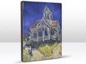 Vincent van Gogh - L'église d'Auvers-sur-Oise - Petit tableau que vous pouvez accrocher et poser - 19,5 x 26 cm - Laqueprint sur bois