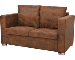 vidaXL - Tweezitsbank - 137x73x82 - cm - kunstsuède vidaXL - Tweezitsbank - 137x73x82 - cm - kunstsuède