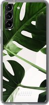 6F hoesje - geschikt voor Samsung Galaxy S21 Plus -  Transparant TPU Case - Tropical Plants #ffffff