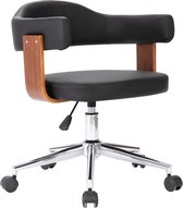 vidaXL-Kantoorstoel-draaibaar-gebogen-hout-en-kunstleer-zwart