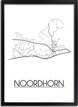 Noordhorn Plattegrond poster A2 + fotolijst zwart (42x59,4cm) - DesignClaud