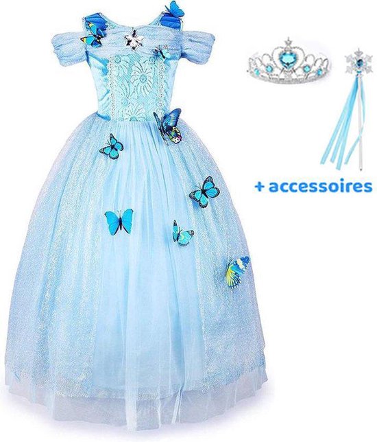 Prinsessenjurk maat 92 98 kroon staf blauw