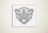 Line Art - Ijsbeer 2 vierkant - S - 45x50cm - Wit - geometrische wanddecoratie