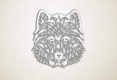 Line Art - Hond - Husky - M - 64x60cm - EssenhoutWit - geometrische wanddecoratie