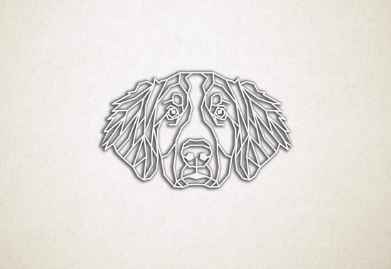 Line Art - Hond - Berner sennen - M - 54x90cm - Wit - geometrische wanddecoratie