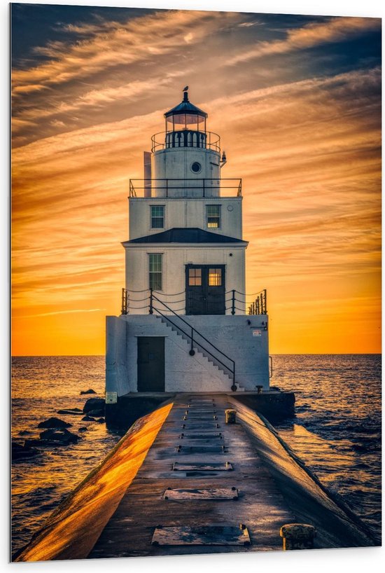 Dibond - Vuurtoren bij de Zee - 80x120cm Foto op Aluminium (Met Ophangsysteem)