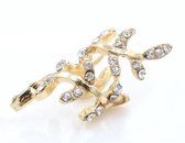 Blad ear cuff met steentjes | goud gekleurd
