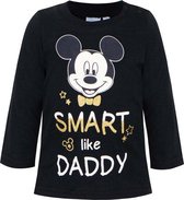 Disney Mickey Mouse Shirt - Lange Mouw - Smart Like Daddy - Zwart/Goud - Maat 74