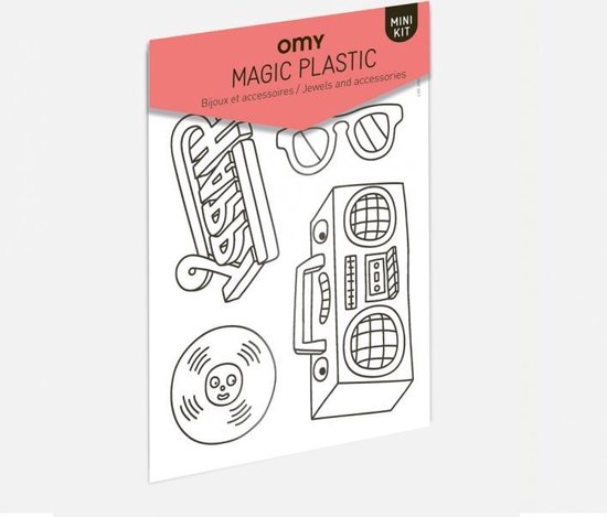 OMY - SET OF SHRINK MAGIC PLASTIC Create your own Keychain, Jewels, Accessories or Charms- MUSIC