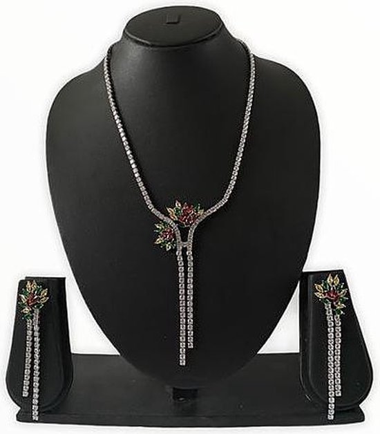 N3 Collecties Luxe mode zirconia bloem kwastje choker ketting oorbellen voor vrouwen