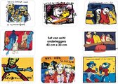 Herman Brood, unieke set van acht placemats gemaakt van originele kunstwerken 43 cm x 33 cm
