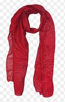 Dames lange sjaal met stippenprint rood
