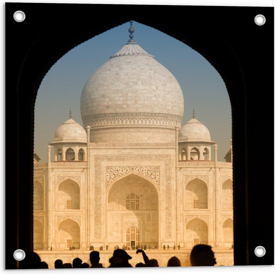 Tuinposter - Drukte bij Taj Mahal - India - Foto op Tuinposter (wanddecoratie voor buiten en binnen)