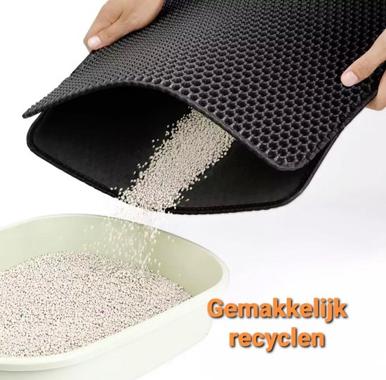 Kattenbakmat 30x45 Cm – Dubbellaags EVA, Waterdicht, Antislip En Makkelijk Schoon Te Maken (grijs)