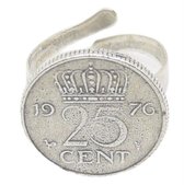 Ring gulden kwartje 25 cent jaartal 1976  Verzilverd