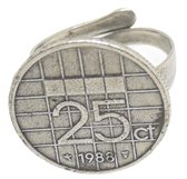 Ring gulden kwartje 25 cent jaartal 1988 Verzilverd