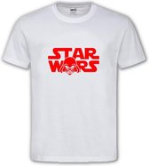 Wit T shirt met  Rood  logo " Star Wars Darth Vader " Size L