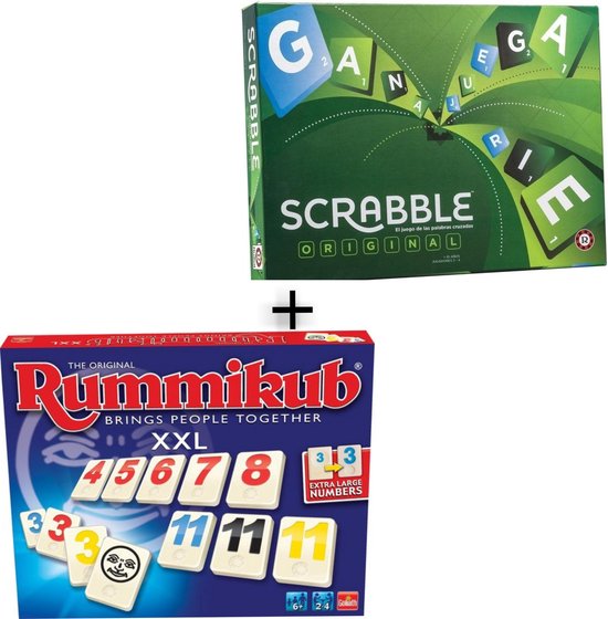 Afbeelding van het spel SpellenBundel Pakket // Rummikub XXL - Gezelschapsspel  + Scrabble Original - Bordspel  ( 2 STUKS )