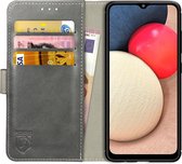 Rosso Element Book Case Wallet Hoesje Geschikt voor Samsung Galaxy A02s | Portemonnee | 3 Pasjes | Magneetsluiting | Stand Functie | Grijs