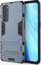 Oppo Reno 4 Pro 4G Hoesje Shock Proof Back Cover Met Kickstand Blauw