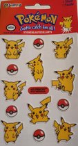 Pokémon - Stickers - Fluweel - Pikachu - 1 vel met 14 stuks