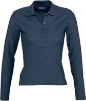 SOLS Dames/dames Podium Lange Mouw Pique Katoenen Polo Shirt (Denim)