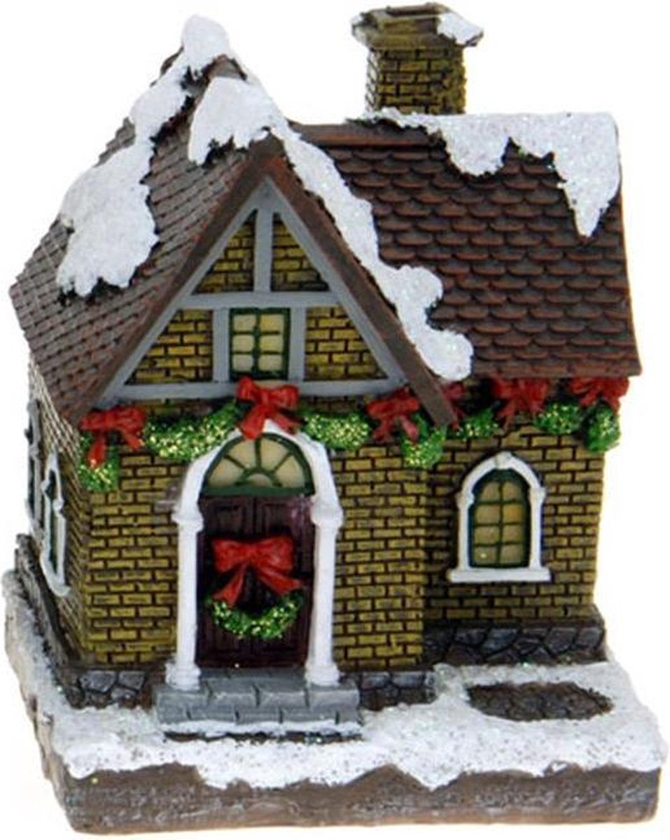 Kersthuisjebestellen - Kerstdorp - Kersthuisjes - Met Wit Led Verlichting - Set van 5 stuks – foto 7
