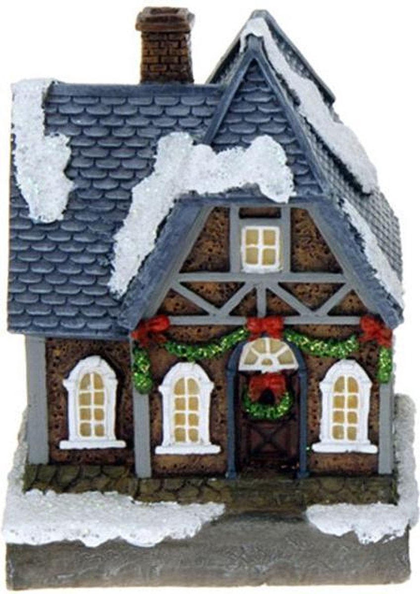 Kersthuisjebestellen - Kerstdorp - Kersthuisjes - Met Wit Led Verlichting - Set van 5 stuks – foto 6