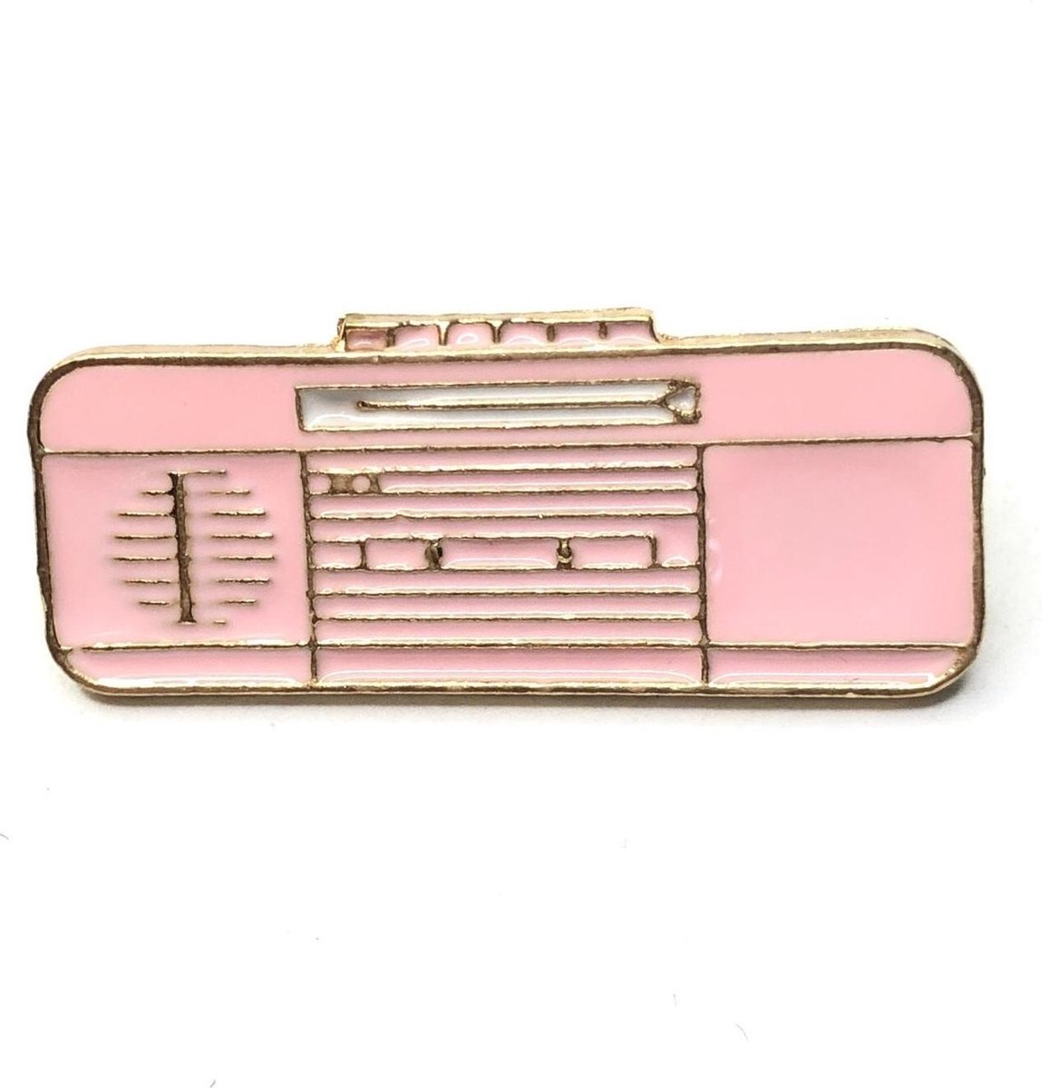 Retro Roze Radio Emaille Pin 3.6 cm / 1.5 cm / Roze