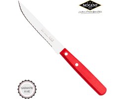 Nogent Steakmes 11 cm gekarteld snijvlak met rood houten heft Messen