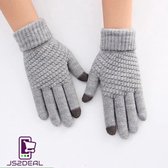Warme handschoenen met 2 touchscreen vingertoppen - Grijs - Handpalm omtrek 20,5 CM - gewoven kunstwol handschoenen - Smartphone handschoenen