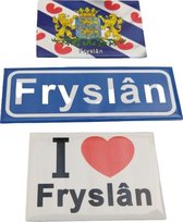 Koelkast magneet Fryslan dialect voor Friesland, set 3 stuks