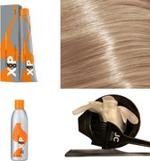 XP100 haarverf pakket kleur 11.1  Super lichtblond & As (1x 100ML) met 9% waterstof ( 1x 250ML) incl verfbakje, kwast, maatbeker, puntkam en handschoenen