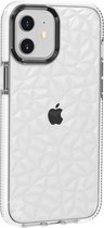 iPhone 12 Pro Hoesje – Diamant – Wit – White – Ruiten – Schokbestendig – Transparant – Silicone – Dun – Cover – Backcover - Clear - Geschikt voor Apple – Case – Bescherming – Smartphone – Tel