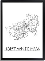 Horst aan de Maas Plattegrond poster A4 + Fotolijst Zwart (21x29,7cm) - DesignClaud