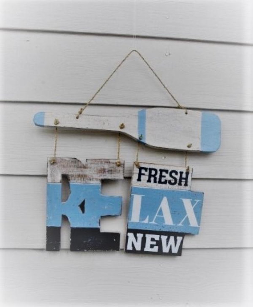 Tekstbord RELAX 36x66 cm Ibiza style tuinbord