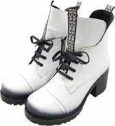 La Pèra Witte leren veter laarzen met hak Boots Cassido wit - Maat 38