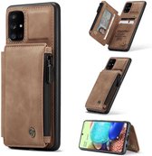 CASEME Samsung Galaxy A71 Back Cover Wallet Case - Portemonnee Hoesje - Bruin