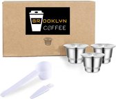 Brooklyn Premium - Herbuikbare Nespresso capsule set - 3 capsules - Hervulbare Nespressocapsule - Hervulbare Nespresso cup - RVS - Compleet set - Koffie capsule - Herbuikbare capsule - Herbru