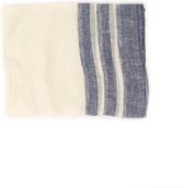 Witte sjaal - Linnen sjaal - Blauw gestreepte sjaal - 100% Linnen