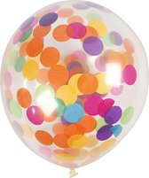 Ballonnen met confetti. transparant. rond. d: 23 cm. 4 stuk/ 1 doos