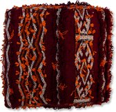 Marokkaanse kelim poef - Bohemian vloerkussen - handgeweven uit natuurlijke materialen - ongevuld K245