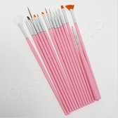 Miniatuur precisie verf kwasten penseel penselen set - acrylverf - waterverf - aquarel - 15 stuks - Roze