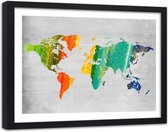 Foto in frame , Wereld in Gekleurde strepen , 120x80cm , multikleur , wanddecoratie