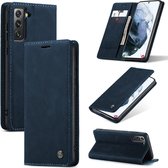 Casemania Hoesje Geschikt voor Samsung Galaxy S21 Plus Navy Blue - Portemonnee Book Case